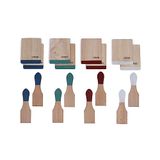 Livoo MEN391 Racletteplankjes inclusief houten schraper, onderzetter voor raclettepannetjes, kleurrijk, houten planken van beukenhout voor raclettepannen, 8 stuks