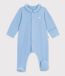 Petit Bateau Fluwelen babypyjama met effen kraag Unisex Boxpak - Blauw