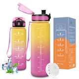 Vikaster Waterfles, drinkfles 0,5 l, drinkfles fiets, drinkfles geschikt voor koolzuurhoudende dranken, sportfles voor kinderen, fiets, school, fitness, outdoor
