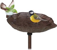 Vogelbad Op Pin - Drinschaal - Gietijzer - Bruin/Groen/Wit - 100 cm