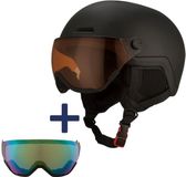 GO-OFF XTREME skihelm met 2 vizieren (blauw-groen en oranje) maat M