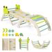 COSTWAY Structure de jeu d'intérieur, ensemble de 3, triangle d'escalade pliable avec toboggan, arche d'escalade, rampe double face, ensemble de blocs de construction et 2 voitures, pour enfants à partir de 1 an