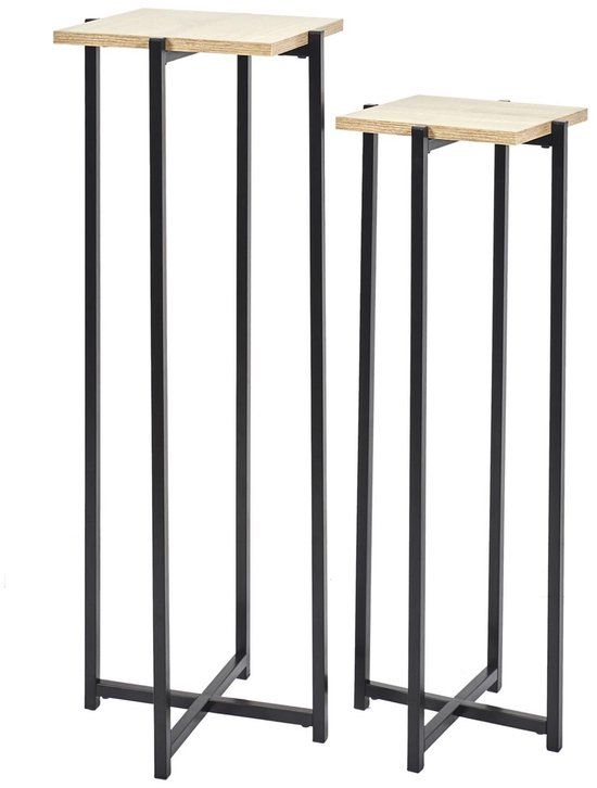 Home Deco Factory Bijzettafel - Set van 2 - Zwart - Hout/Metaal
