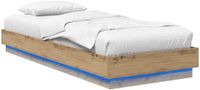 vidaXL Bedframe met LED Artisanaal eiken 80 x 200 cm Bewerkt hout