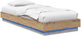 vidaXL Bedframe met LED Artisanaal eiken 80 x 200 cm Bewerkt hout