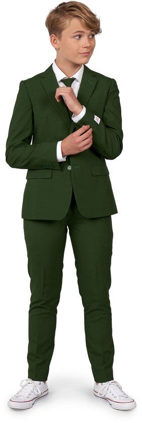 OppoSuits TEEN BOYS Glorious Green - Tiener Pak - Casual Effen Gekleurd - Donkergroen - Maat EU 134/140