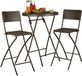 Relaxdays BASTIAN opklapbare barstoel met rugleuning, rotan, bruin, set van 2