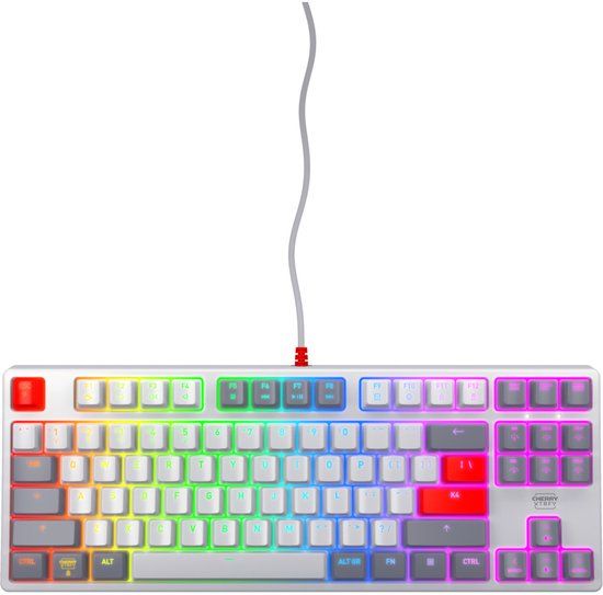 Cherry Xtrfy K4V2 RGB TKL Retro - Toetsenbord - Mechanisch - RGB - QWERTY US Internationaal - Grijs/Rood