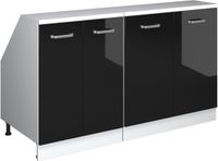 Vicco R-Line Keukenkast voor schuine wand – 140 cm Set van 2 kastrompen 60 cm diepte Zwart hoogglans