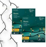 Lumineo Kerstverlichting - 2x - 720 leds - warm wit - 5400 cm - zwart snoer - timer en dimmer