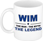 Bellatio Decorations Naam cadeau Wim - The man, The myth the legend koffie mok / beker 300 ml - naam/namen mokken - Cadeau voor o.a verjaardag/ vaderdag/ pensioen/ geslaagd/ bedankt