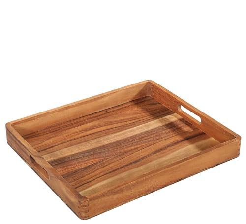 Zassenhaus Serveerdienblad acaciahout | dienblad met handgrepen | ontbijtdienblad | houten dienblad decoratie | tablet voor servies | duurzaam geteeld hardhout | 52×43×6 cm, acacia