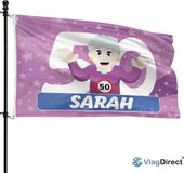 VlagDirect Sarah 50 jaar vlag 90 x 150 cm Polyester Blauw Groen Geel Rood Zwart Wit Oranje