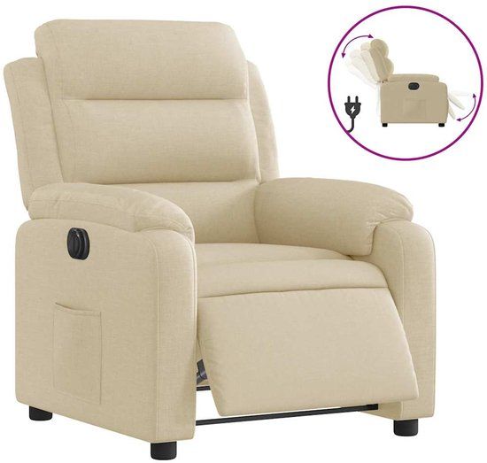 vidaXL Fauteuil Elektrisch Verstelbaar Stof Crèmekleurig
