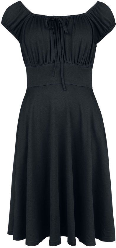 Voodoo Vixen Gathered Neckline Flare Dames Midi-jurk - zwart - XS