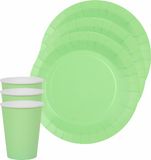 Santex feest/verjaardag servies set - 10x gebaksbordjes en bekertjes - mintgroen - karton