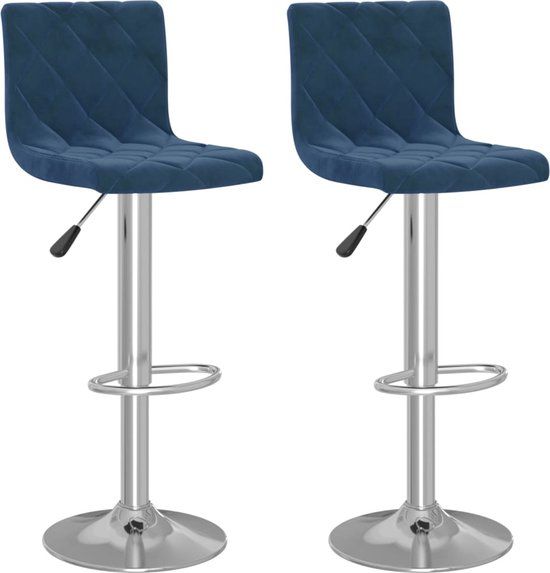 vidaXL Barkrukken 2 st fluweel blauw