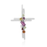 Cavill - Multigem Hanger - 925 Sterling Zilver Rhodium - Madeira & Braziliaanse Citrien 0,73 ct - Elegant Kruis Design - Edelstenen