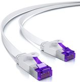 Câble réseau plat sans marque Cat7 30m - Câble Ethernet LAN 10 Gbps Blanc