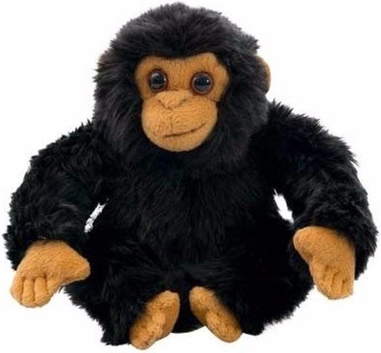 Nature Planet Chimpansee Aap Knuffel - Zwart - 18 cm