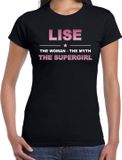 Bellatio Decorations Lise Voornaam cadeau - The Woman, The myth the legend - Zwart - Dames - XS