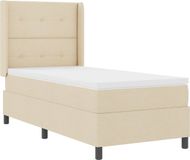 vidaXL LED Boxspringbed met kussens, crème kleur, 100 x 200 cm, stof