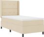 vidaXL LED Boxspringbed met kussens, crème kleur, 100 x 200 cm, stof