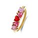 Lucardi Dames Stalen goldplated ring met rood zirkonia hart