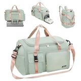 Cozary Sporttas voor dames en heren, 42 liter, grote reistas, waterdicht Oxford-weefsel, meerdere vakken, 3-in-1 fitnesstas met schoenenvak en nat vak, ideaal voor training, reizen, business, groen