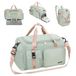 Cozary Sporttas voor dames en heren, 42 liter, grote reistas, waterdicht Oxford-weefsel, meerdere vakken, 3-in-1 fitnesstas met schoenenvak en nat vak, ideaal voor training, reizen, business, groen
