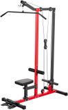 VEVOR Lat Pulldown Station, 2-in-1 Lat Pulldown Tower, ca. 227kg Draagvermogen, Power Station met Lat Pulldown Bar, Krachttraining voor Rug, Armen en Schouders, Lat Pulldown Machine voor Thuisfitness, Zwart-Rood