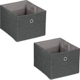 Merkloos Relaxdays Opbergmand - Set van 2 - 8 Liter - Donkergrijs