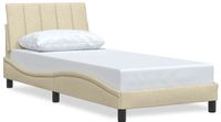 vidaXL Bedframe "Hanko" 90x190 cm Stof Crèmekleurig