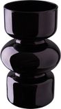 QUVIO Zandloper vaas - Glas - ø9x18 cm - Zwart