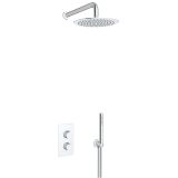 Fortifura Calvi Inbouw Regendoucheset - thermostatisch - wandarm - 25cm - hoofddouche - staaf handdouche - metalen doucheslang - hoogglans chroom