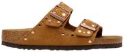 Birkenstock Arizona 1031731 Rivet Border Mink bruin dames pantoffels gespen suède klinknagels
