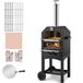 VEVOR Four à pizza extérieur 12 pouces, four à bois et granulés 2 couches, température maximale 371 ℃, avec 2 roues amovibles et pierre à pizza, pour camping barbecue jardin arrière-cour