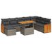 vidaXL 9-delige Loungeset met Kussens, Poly Rattan, Acacia, Grijs