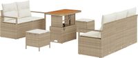 vidaXL Ensemble de banc de jardin 8 pièces 7 places beige crème