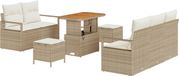 vidaXL Ensemble de banc de jardin 8 pièces 7 places beige crème