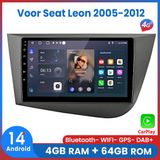 Awesafe 8-Core V1PRO 4+64GB Autoradio - Convient Pour Seat Leon 2005 à 2012 - Carplay Sans Fil Android Auto - Écran Tactile - GPS Navigation 4G WiFi - Radio Bluetooth