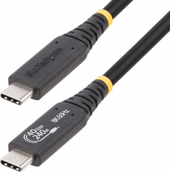 StarTech.com 50cm USB4 USB-C Kabel - 40Gbps - 240W - 8K - Zwart