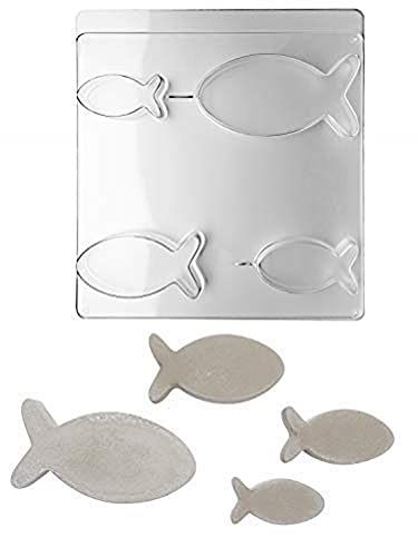 RAYHER 36083000 Gietvorm vissen, 4 maten, 7,5-14,5 cm, diepte 3 cm, materiaal PET, om uit te gieten met creatief beton, raysin-gietpoeder, zeep, was, betongietvorm