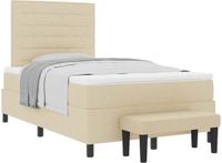 vidaXL Boxspringbed met hoofdeinde, crème kleur, 120 x 190 cm, stof