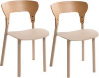 Beliani WALDEN - Eetkamerstoel set van 2 - Lichtbeige - Bewerkt hout
