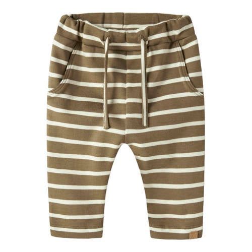 LIL' ATELIER BABY katoenen loose fit gestreepte babybroek - bruin