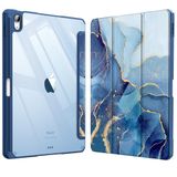 Fintie Hybrid dunne hoes voor iPad Air 11-inch M2 (2024), iPad Air 5e generatie (2022) / iPad Air 4e generatie (2020) 10,9-inch - hoes met transparante achterkant en pennenhouder, oceaanmarmer