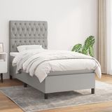 vidaXL Boxspring met Matras, Stof, Lichtgrijs, 90x190 cm