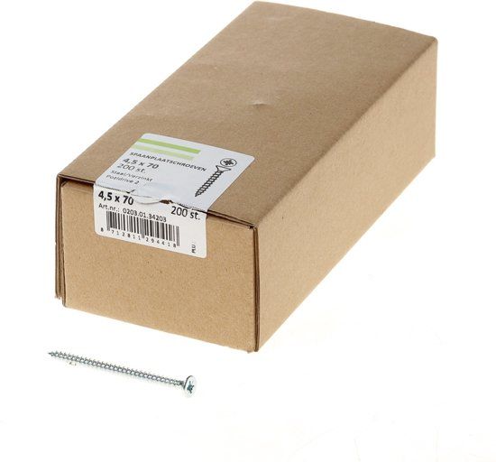 Hoenderdaal Spaanplaatschroef verzinkt platkop pz-2 4.5X70 voldraad (200)