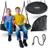 Neo-Sport Nestschommel voor buiten, 100 cm, hangschommel met frame, maximale belasting 150 kg, waterdicht, rond, zwart